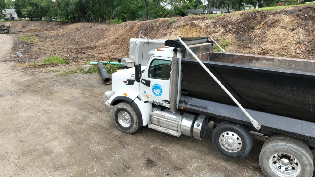 Triple Crown hauling truck providing construction services